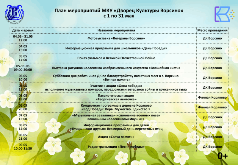 Культура для школьников на май Культура Калужской области